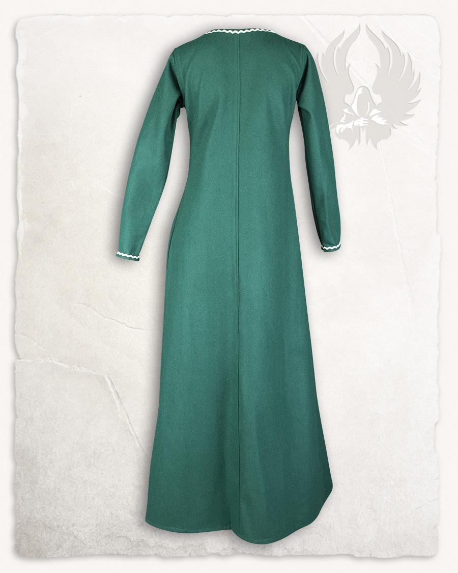 Rikke - Robe en laine verte et blanc crême - Edition Limitée