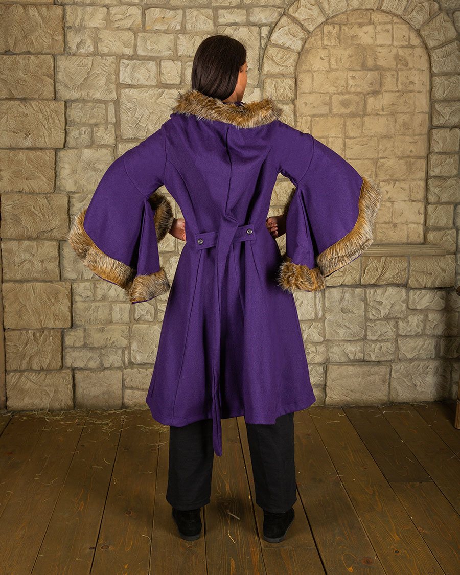 Lilian greatcoat wool with fur purple Discontinued