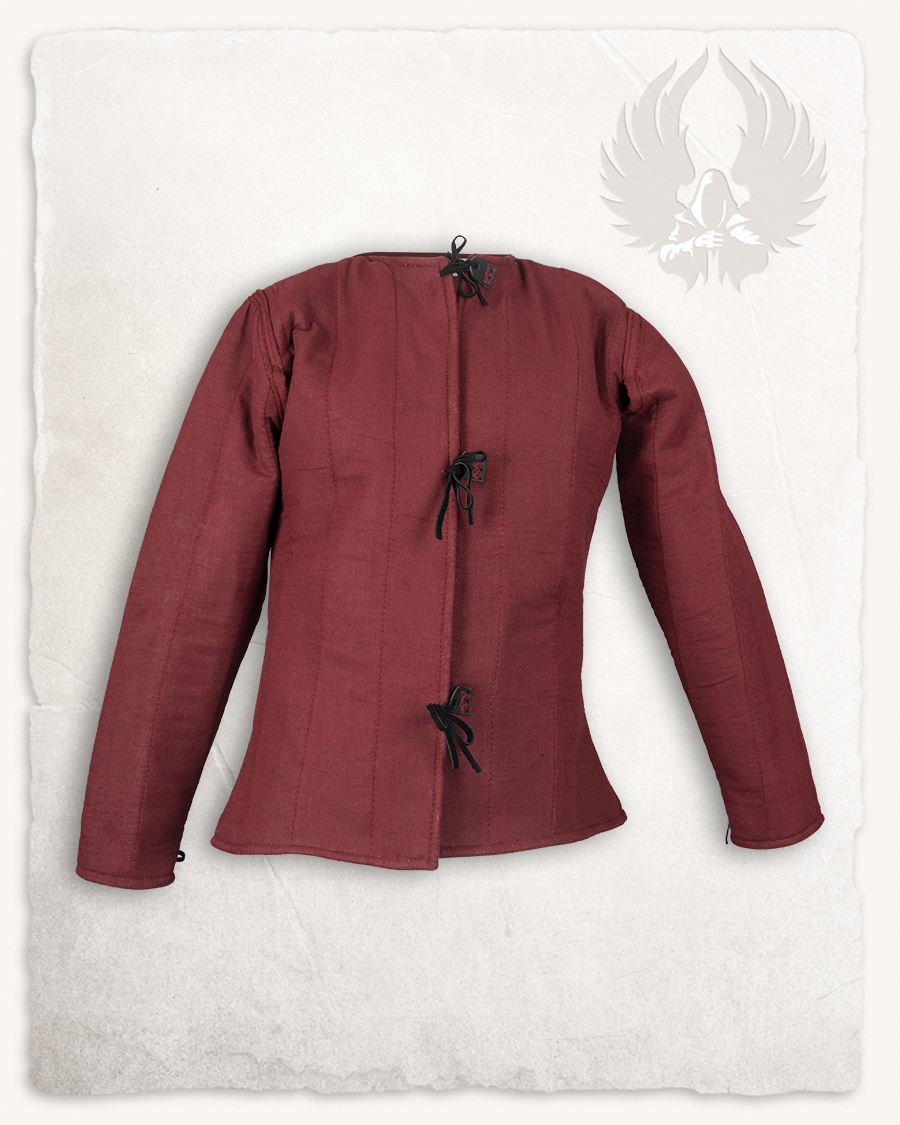 Aulber - Veste  gambisonnée rouge en lin - Edition Limitée